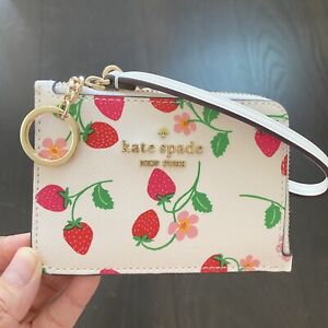 NWT Kate Spade KG643 Madison Strawberry Small Wristlet Wallet Cream Multi