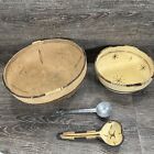Vintage Nigerian Hand Carved Gourd Bowl Lot Of 2 Bowls & 2 Spoons/ See Photos