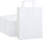 10 White Kraft Paper Gift Bags, Party Favor Bags with Flat Handles, 8x4.75x10.5