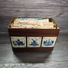 Vintage Tin Recipe Card Box w Lots of Recipes Dessert Retro Kitchen Hand Written