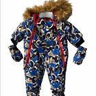 Canada Weather Gear Snowsuit Infant Sz 6/9M Camo Blue Zipper front Fleece lined