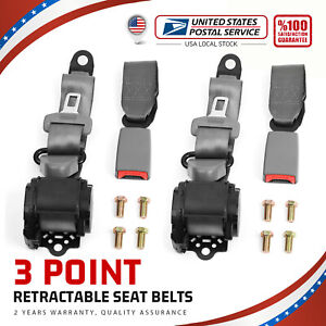 New Listing2Pc Universal Lap Seat Belt 3 Point Adjustable Safety Seat Belt for Go/Golf Cart