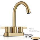 Brushed Gold Bathroom Sink Faucet 3Hole 4in Centerset Vanity Mixer with Drain