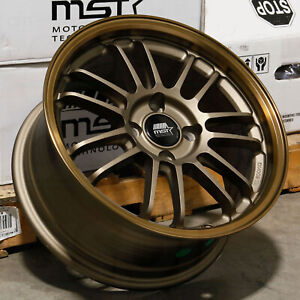 15x7 Matte Bronze Bronze Machined Lip Wheels MST MT45 4x100 35 (Set of 4)  73.1