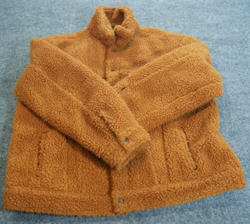 Vintage Levi's Jacket Men's Large Orange Fleece Mock Neck Pockets Sherpa Jacket