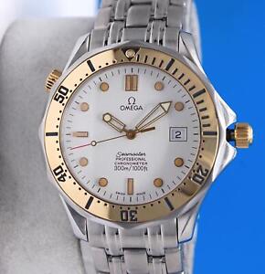 Mens Omega Seamaster 300M 18K Gold Automatic Chronometer watch - White - 2432.20
