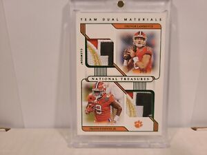 2021 NATIONAL TREASURES TREVOR LAWRENCE ETIENNE EMERALD LOGO PATCH #/5 ROOKIE RC