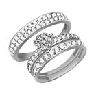 3/25 Ct Natural Diamond His & Her Engagement Ring Trio Set 10K White Gold