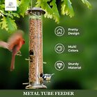 Metal Bird Feeders For Outdoors Hanging Extra Thick Tube Bird Feeder 4-Ports New