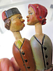 Antique Hand Carved Anri Type Kissing Girl And Boy Mechanical Stopper