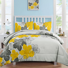 Yellow Comforter Set King Size, 7 Pieces Bed in a Bag Yellow Floral Comforter an