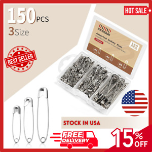 Large 150 PCS 3 Different Sizes Safety Pins, Decorative Bulk Metal Sewing Pins**
