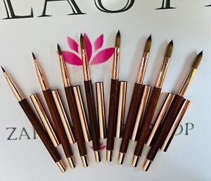 100% Wood Kolinsky Acrylic Nail Brush With Cap Size 2-16 CRIMPED Nail Art Pen