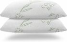 2- PACK Bamboo Pillows Adjustable Shredded Memory Foam Bed Pillows King or Queen