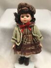 Vintage Porcelain Girl Doll Brown Curly Hair Brown Inset Eyes Small 9