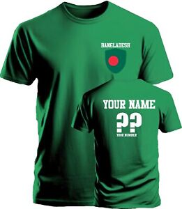 Personalise Bangladesh Cricket T-Shirt Sports Fans Costume Bangali Flag Badge