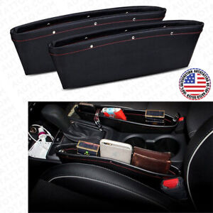 2x Leather Catch Caddy Car Seat Console Gap Filler Side Organizer Pocket Storage
