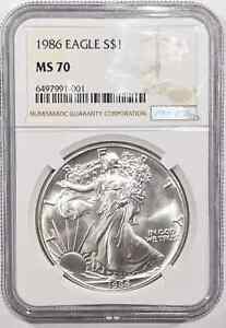 1986 American Silver Eagle NGC MS-70 Spot Free