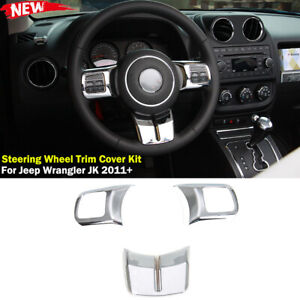 Interior Steering Wheel Trim Cover Kit for Jeep Wrangler JK 2011+ Grand Cherokee