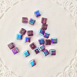 Swarovski® Crystal 4mm Cubes #5601 Colors/ AB Colors - 6 PC. PACK Choose Color