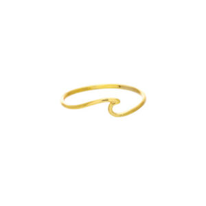 Wave Ring Solid 14K Yellow Real Gold Minimalist Midi Stackable Wavy Ring Women