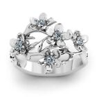 .925 Sterling Silver Ring Size 8 Elegant Flower with Crystal Center