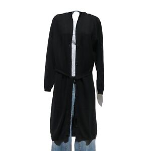 Cashmere Blend | High Quality | Knit | Long | Button | Coat | XS - S | Black