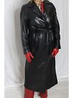 Womens Wilsons Leather Trench Coat Black M Long SOFT Lambskin Vintage 80s 90s
