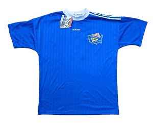 NOS VTG 90s Adidas Soccer East West Ambassadors Goodwill T Shirt Jersey M USA