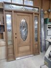 Prehung Solid Oval Mahogany Entry Door With Sidelights And Transom 94¾