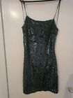 ZARA SEQUIN DRESS Size M 12-14 Green Party NYE Christmas Cocktail