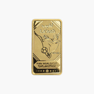 FIFA World Cup Qatar 2022 Football Tournament Gold Coin Bar - Mascot La'eeb