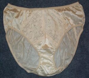 2 Pair Ivory Size 10 Nylon High Cut Brief Panties Sexy Lace Made in USA