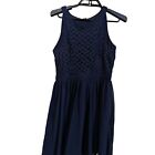 Blue rain dress size M blue lace fit and flare  knee length  party cocktail