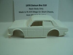 HO Slot Car Resin Body 1970 Datsun BRE White AFX TOMY Mega-G+ 1.5 Chassis