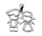 3.14 Gm Multiple Cubic Zirconia 925 Sterling Silver Charm Hanging Couple Pendant