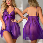 Sexy Women's Lingerie Set Babydoll Lace Sleepwear Full Slip Dress Nightwear US
