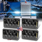 for Kenworth T800 1987-2023 W900 1981-2023 4pcs 4x6inch Rectangle Led Headlights (For: Kenworth)