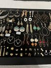 LOT OF 49 PAIR GOLD TONE PIERCED EARRINGS, ASSORTMENT, VINTAGE-NOW