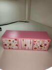 Desk organizer small 3 drawer pink floral 1x4x3 3/4 inch wooden painted