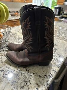 Laredo Mens 12d Brown Leather Western Cowboy Man Made