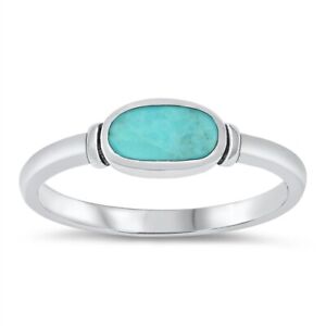 925 Sterling Silver Women's Simple Turquoise Unique Ring New Band Sizes 4-10