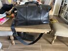Large Coach Duffle Bag - Black Leather + Strap. Great Condition.