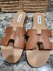 Steve Madden Hayden or Hoku Leather Flat Slide Sandals Size 9 Cognac