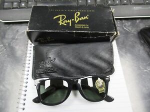 L2008 Vintage Ray Ban B&L USA 50mm Green Lenses Wayfarer Sunglasses W/Case & Box