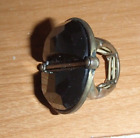Vintage Brass Black Jewel Elastic Fits size 8 and up (One Size) Ring