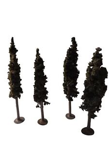 4 Vtg Dollhouse Miniatures Handcrafted Evergreen Italian Cypress Trees 6-7