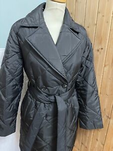 BNWT CENTIGRADE DIAMOND QUILTED TRENCH COAT BLACK SIZE M  £70 PADDED