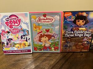 New ListingLot of 3 Childrens DVDs- Dora the Explorer, Strawberry Shortcake, My LIttle Pony