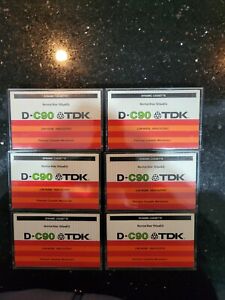 6 TDK Cassette Tapes D-C90. Clean J Cards & Jewel Case